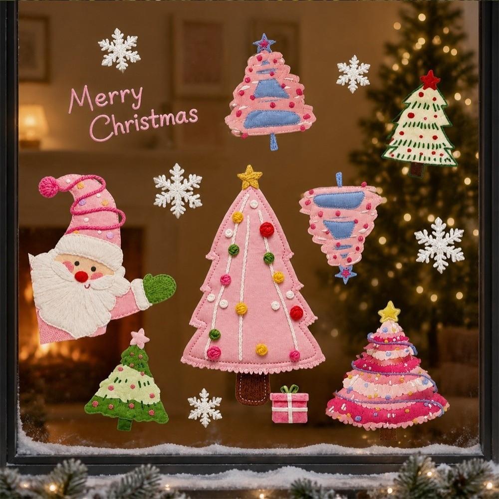 Waterproof Christmas Static Cling Decal DIY Xmas Party Door Stickers Festive Decorations
