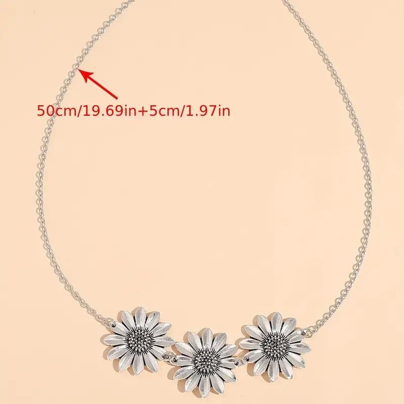 European and American Retro Style Three Sunflower Dangling Necklace Color Necklace