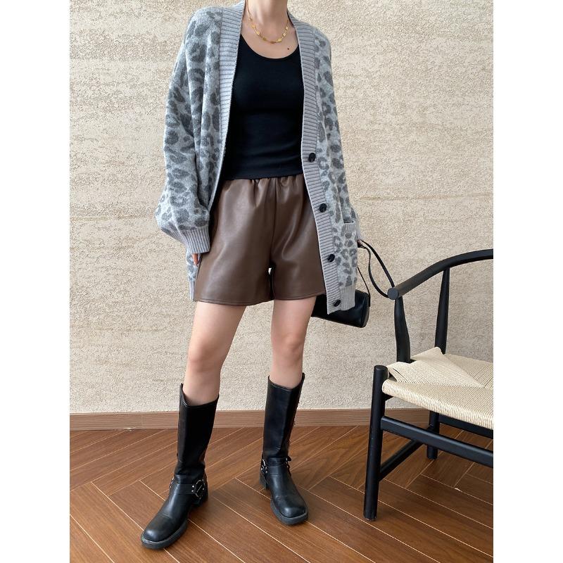 

Вязаный кардиган Sinan с V-образным вырезом и леопардовым принтом SN6333 One Size серый