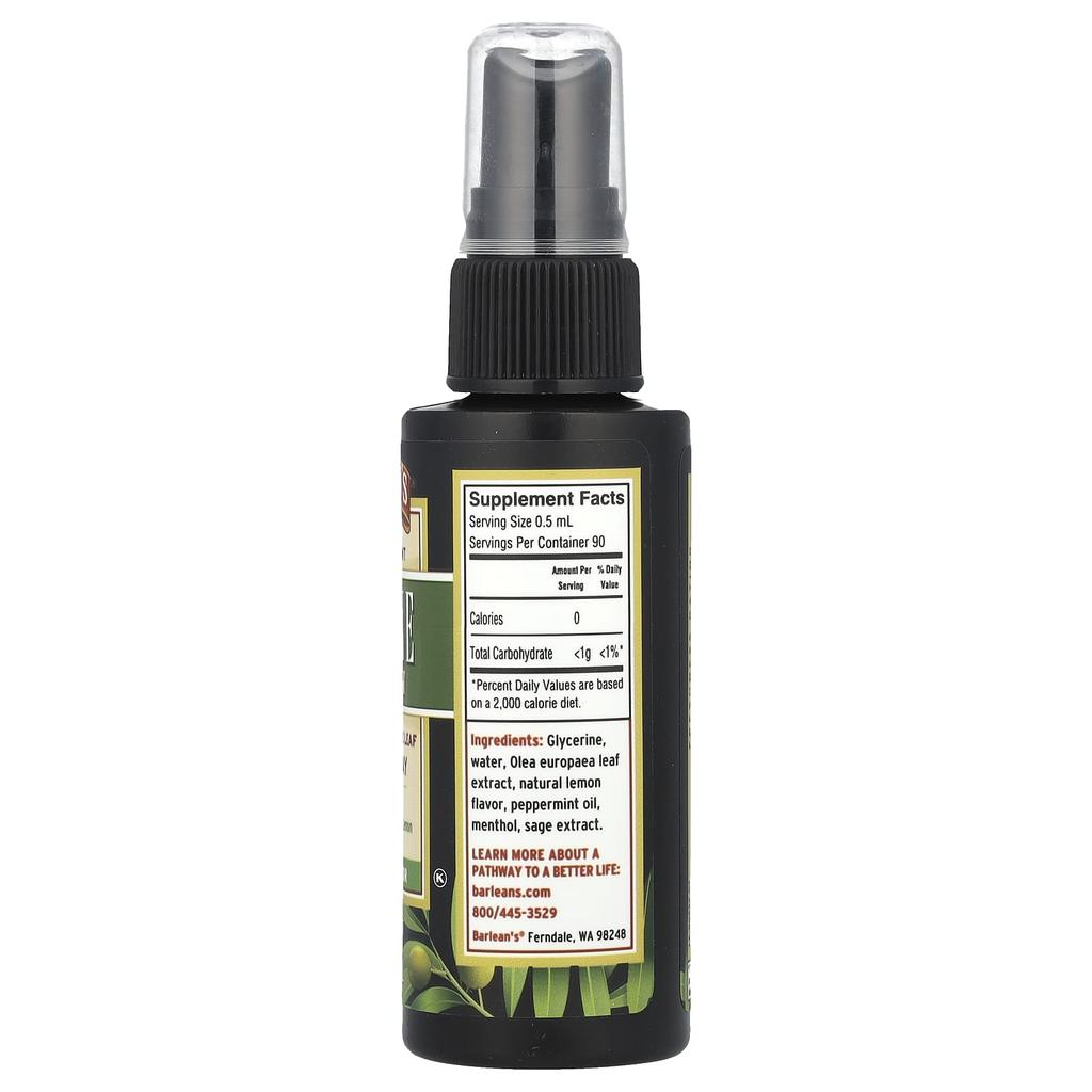 Barlean's Immune Support, Broad Spectrum Olive Leaf Throat Spray, Peppermint, 45 Ml (1.5 Fl Oz)