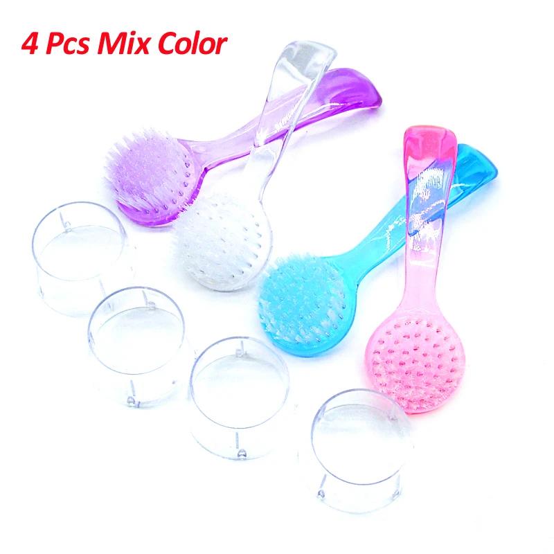 

4pcs Pack Nail Brushes Round Head Long Handle Manicure Stations Salon Supply Soft Bristles Durable ABS Handle Colorful Tools