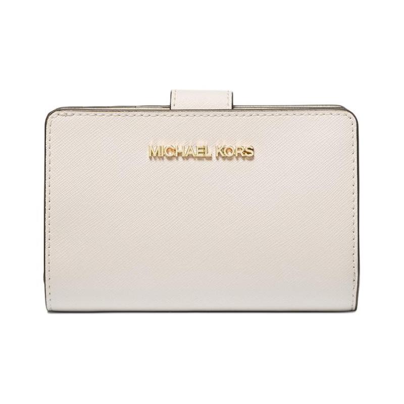 MICHAEL KORS Jet Set Travel Logo Snap Closure Cow Leather Wallet Medium Women s Cream белый