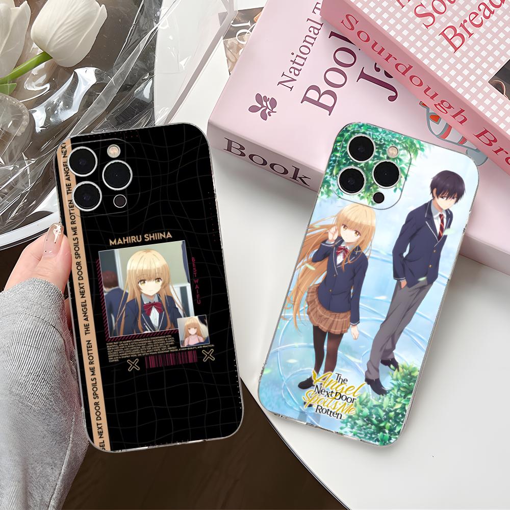 Angel Mahiru Shina Anime Phone Case for iPhone 16 15 14 13 12 11 X XR XS Pro Max Plus Mini Clear Transparent Luxury Cover Pretty