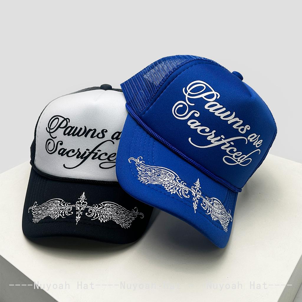 New Unisex Personal Printed Letters Wing Baseball Hats Hip Hop Breathable Color Block Sunshade Trucker Caps Mesh Versatile Ins