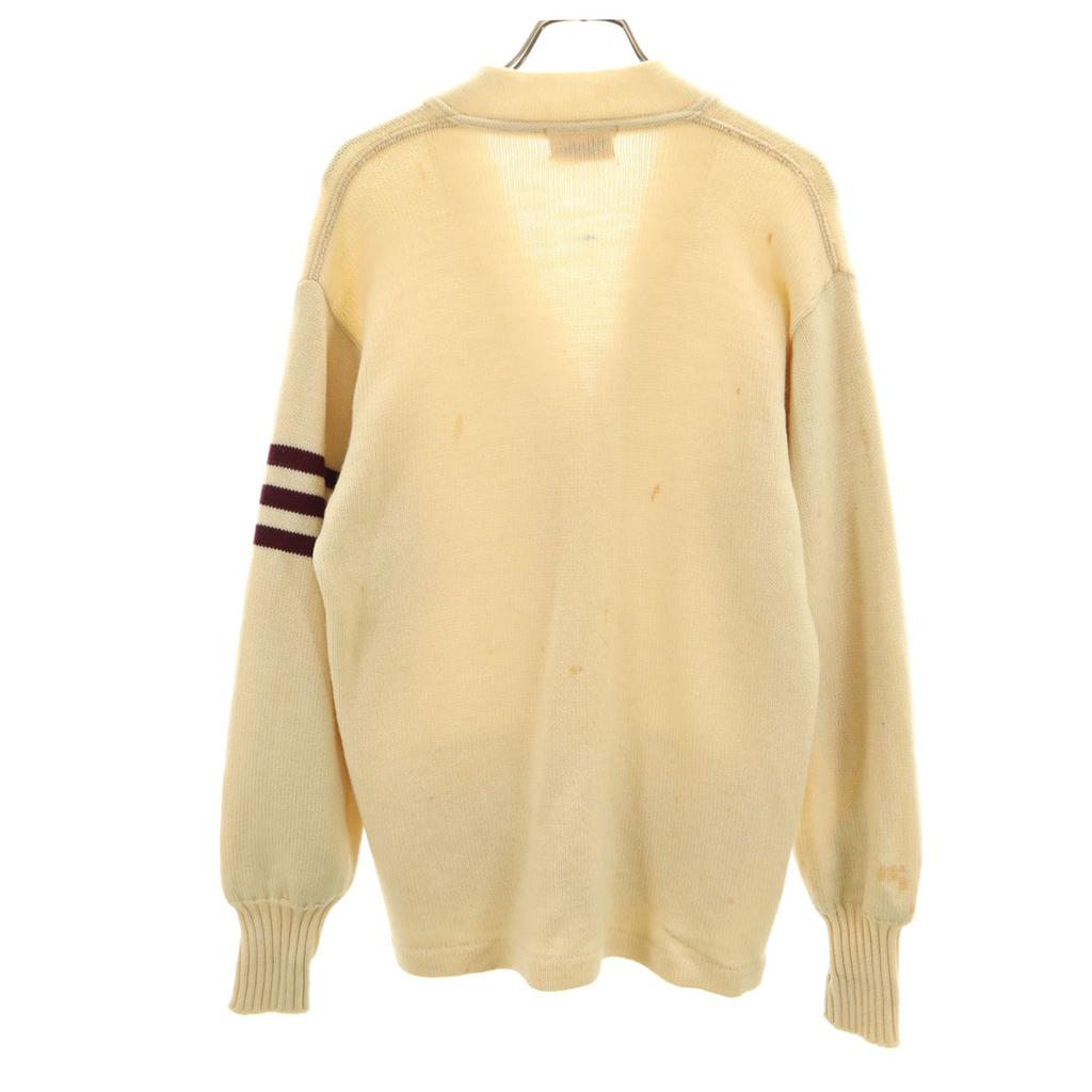 50s Vintage Long Sleeve Lettered Cardigan Beige Men's Used
