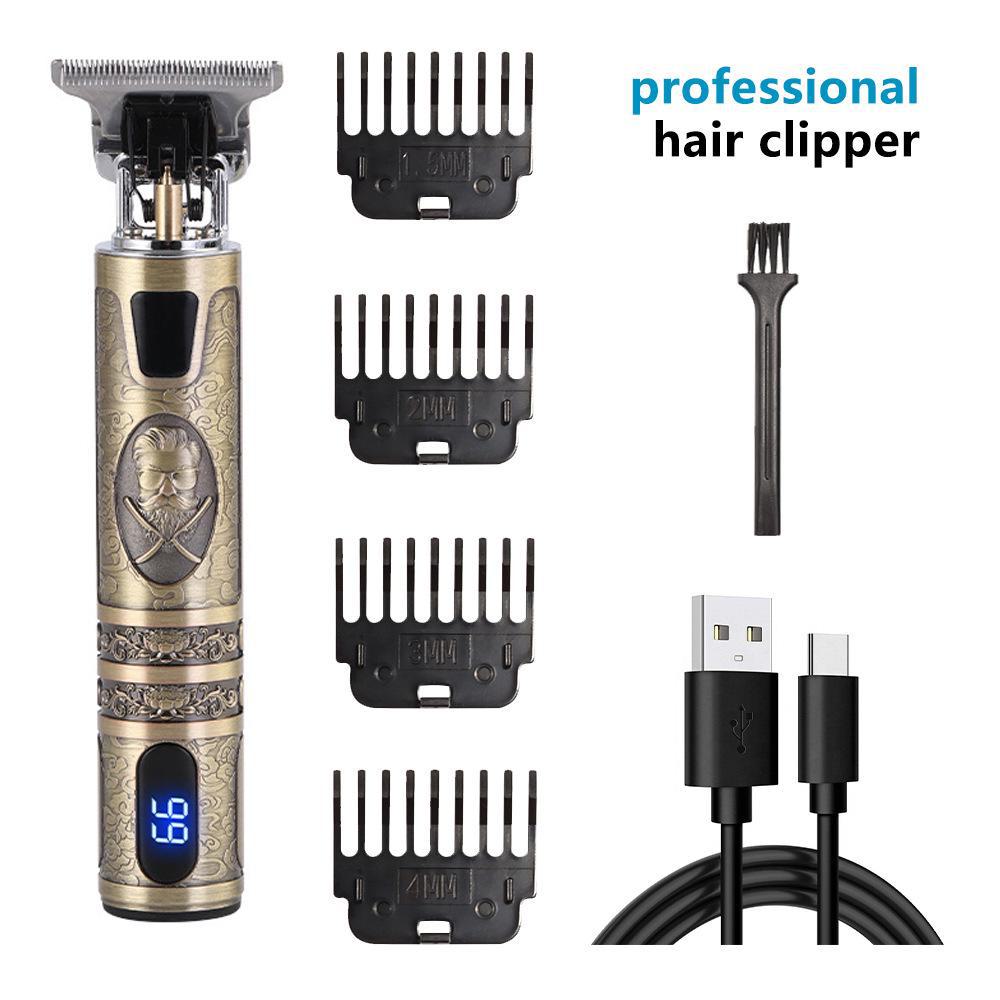 Rechargeable Metal Hair Clipper: Oil Head, Carving, Bald, and Cross-Border Electric Razor.