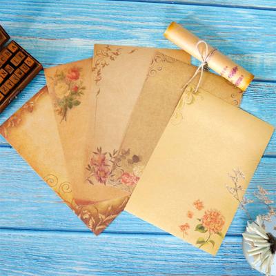 8 Sheets Antique Stationary Paper Set 6" X 8" Kraft Letter Paper Double Sided Vintage Design Printer Friendly