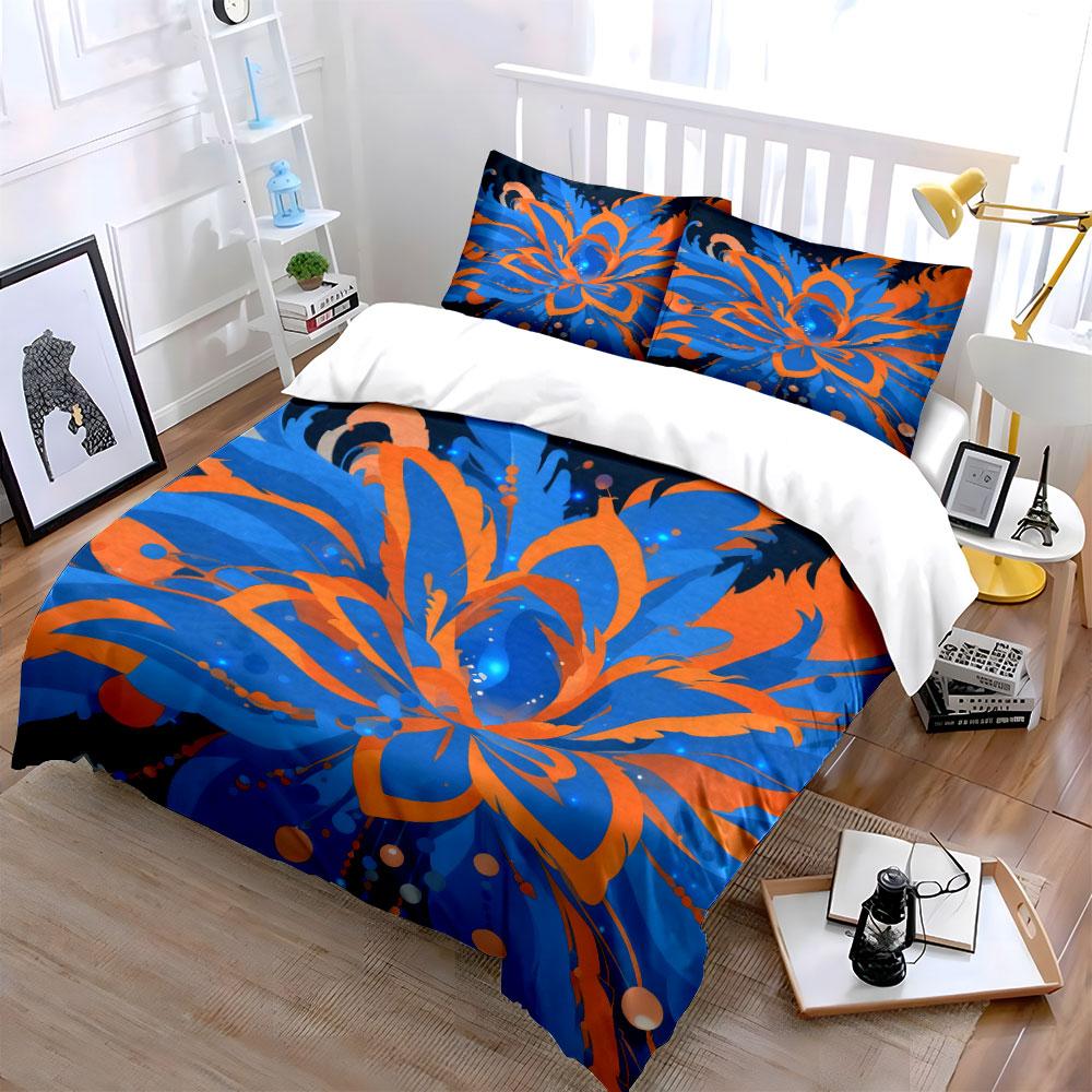 Colorful Floral Design Set Soft Comfortable Duvet Cover Bedding Set Included 1*Duvet Cover & 2*Pillowcases, Gift