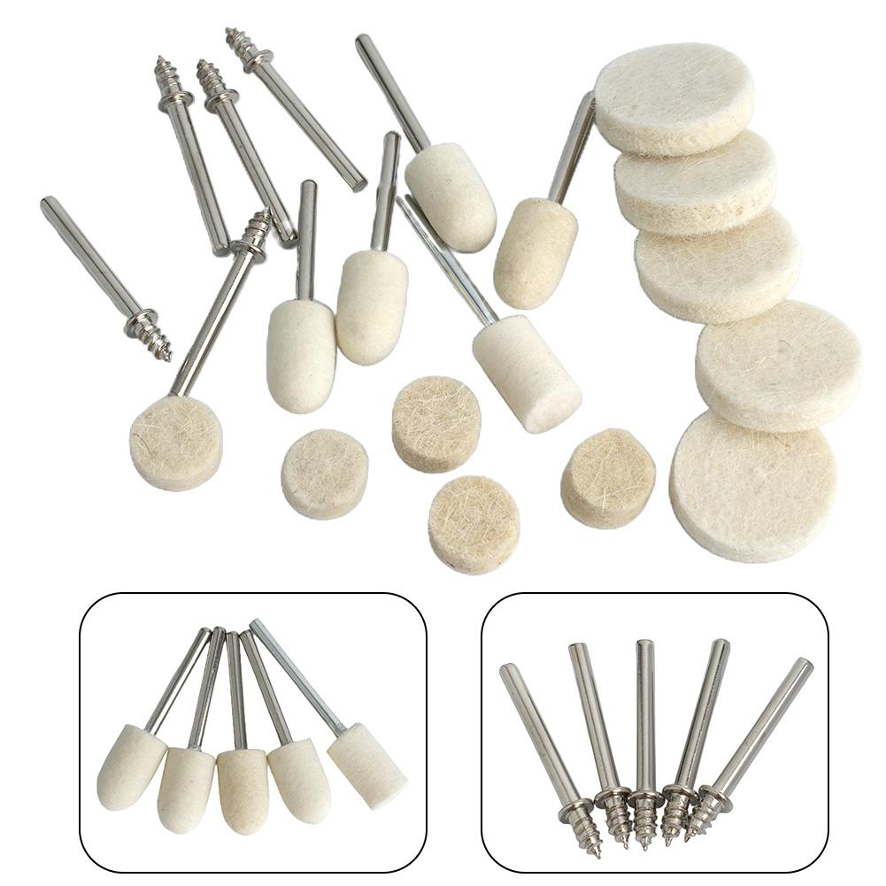 Wool Buffing Kit 129pcs for 3.175mm Rotary Tool for Polishing Metal and Wood Includes Various Felt Shapes and Sizes