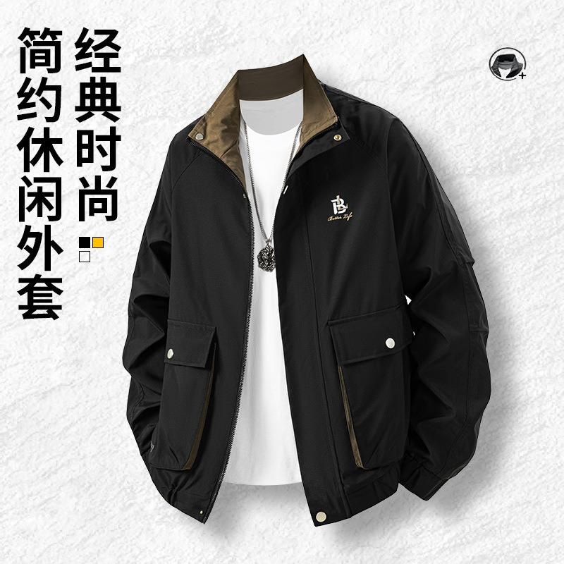 Autumn and winter new tooling jacket men's trendy coat versatile loose stand-up collar top coat