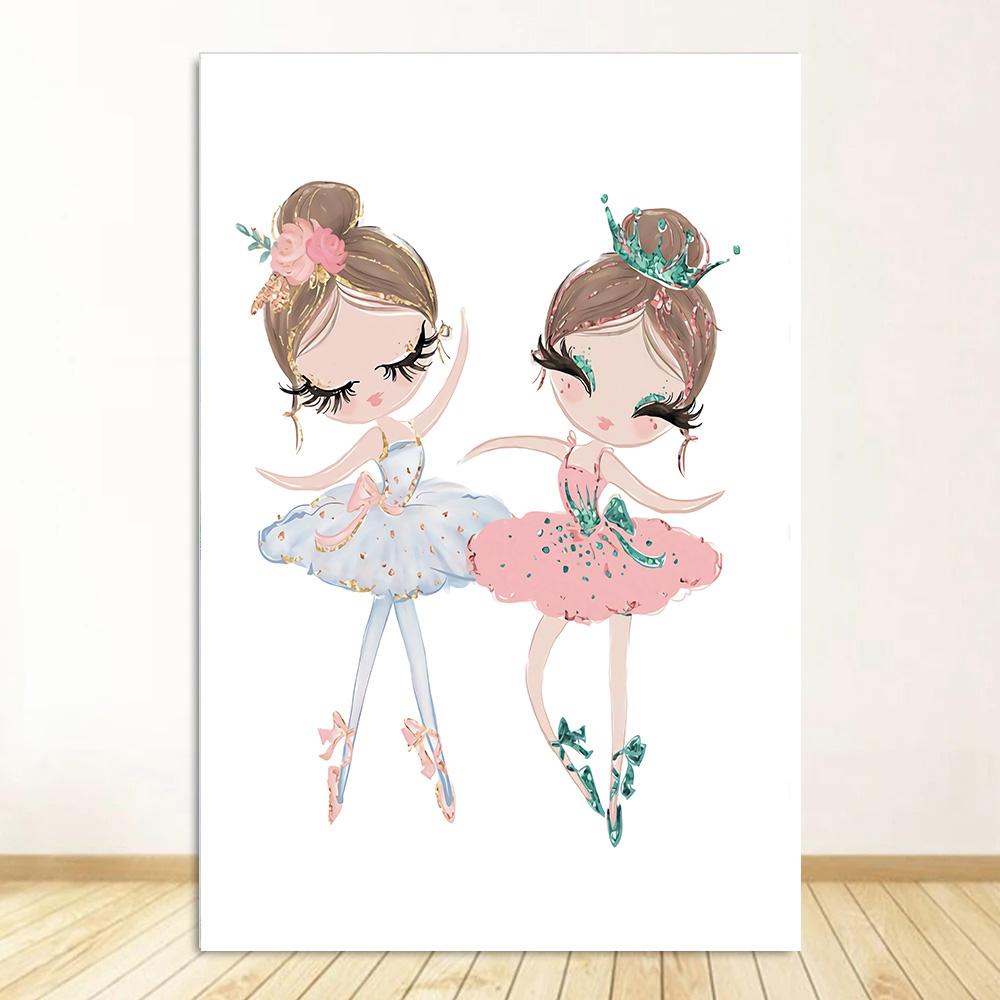 Little Princess Ballerina Canvas Poster Pink Swan Print Painting Nursery Wall Art Posters Ballet Girl Picture Baby Room Decor
