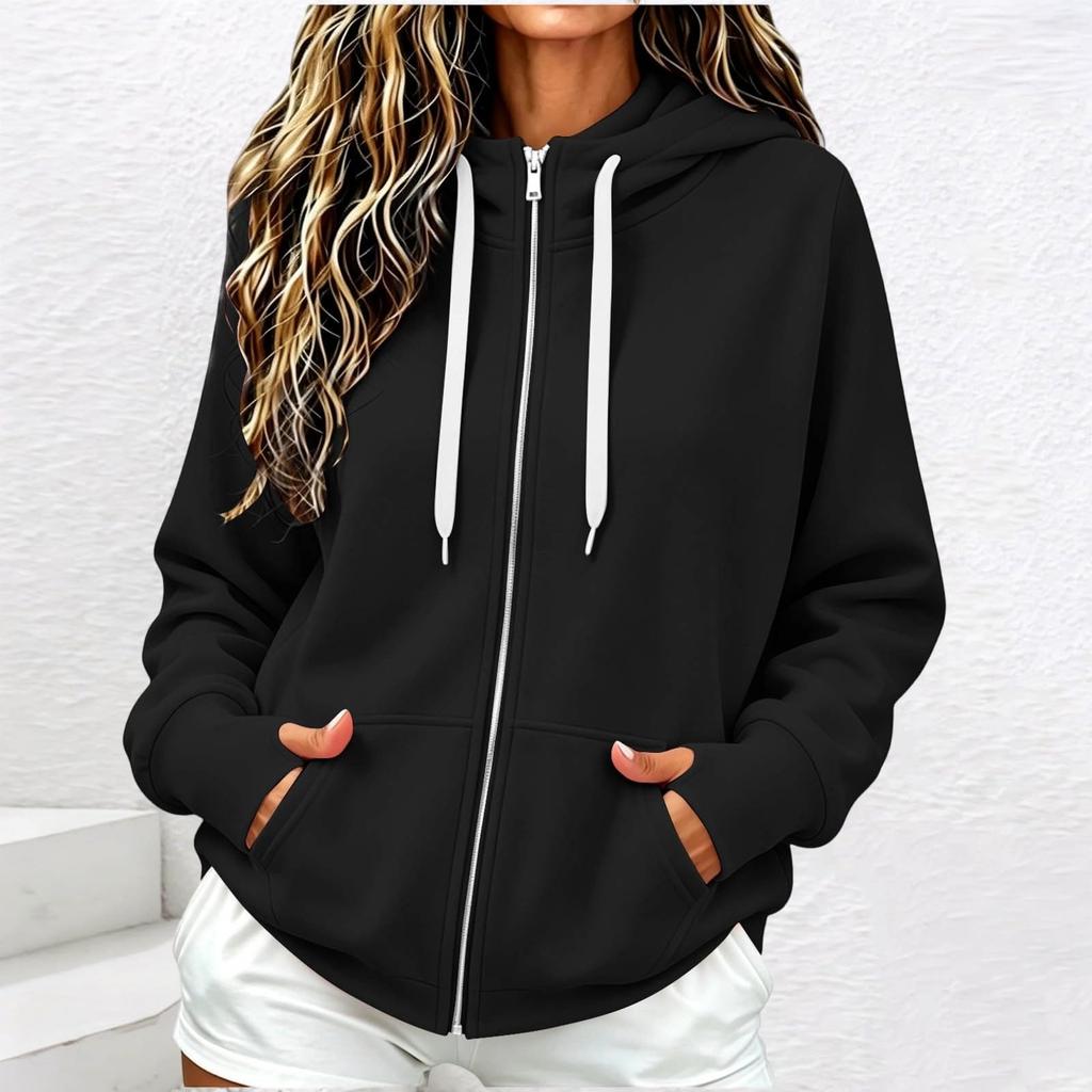 Women's Casual Zip Up Hoodie Sweatshirt with Pockets for Everyday Wear