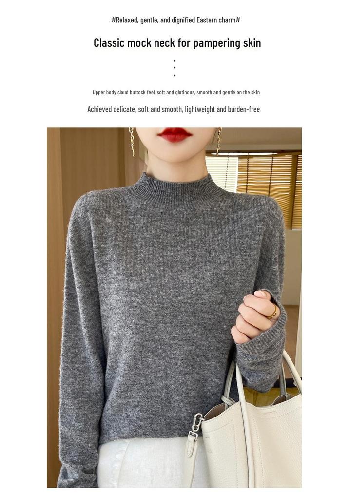 Elegant High Neck Knit Sweater - Autumn Winter Women's Skin-Friendly Base Layer