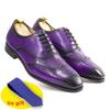 Fashion Luxury Italian Style Mens Dress Shoes Calfskin Genuine Leather Brogue Business Wedding Party Wingtip Formal Oxford Shoes for Men
