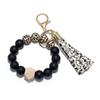 Elegant Silicone Bead Keychain Bracelet with Leather Tassel - Women's European and American Style