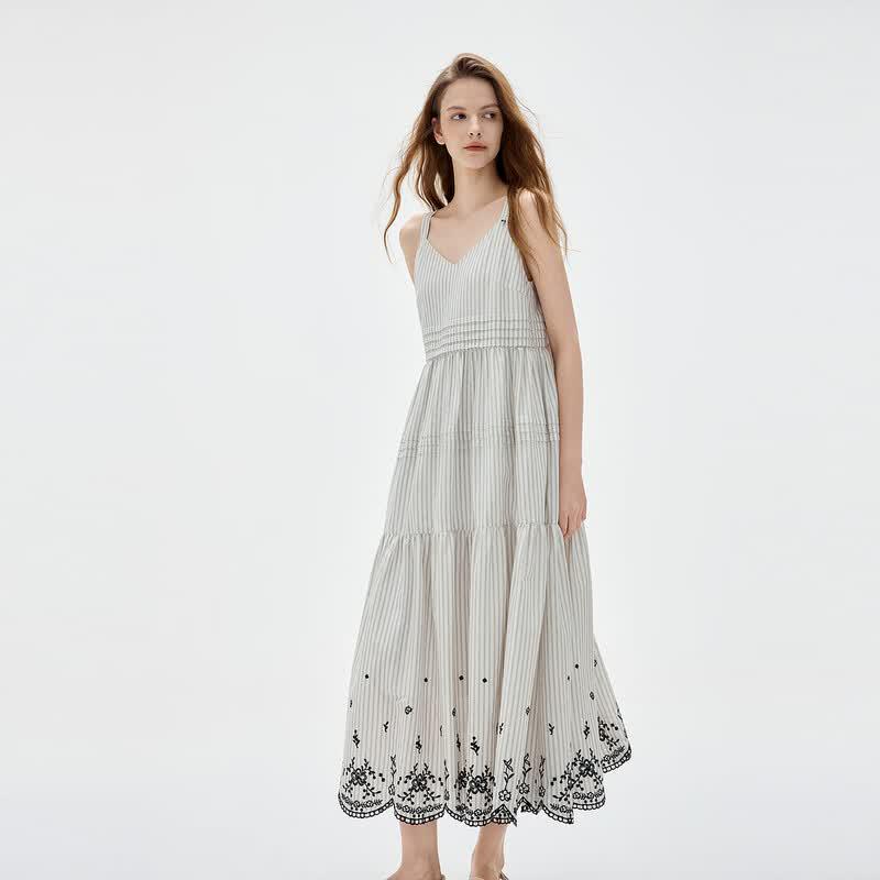 ELLE 2026 Summer Embroidered A-Line Maxi Dress
