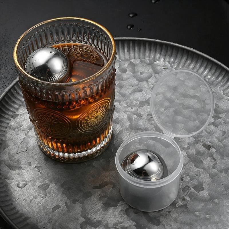 38/55MM Stainless Steel Ice Balls Reusable Round Metal Cooling Cubes Food Safe for Home Bar  Drinks