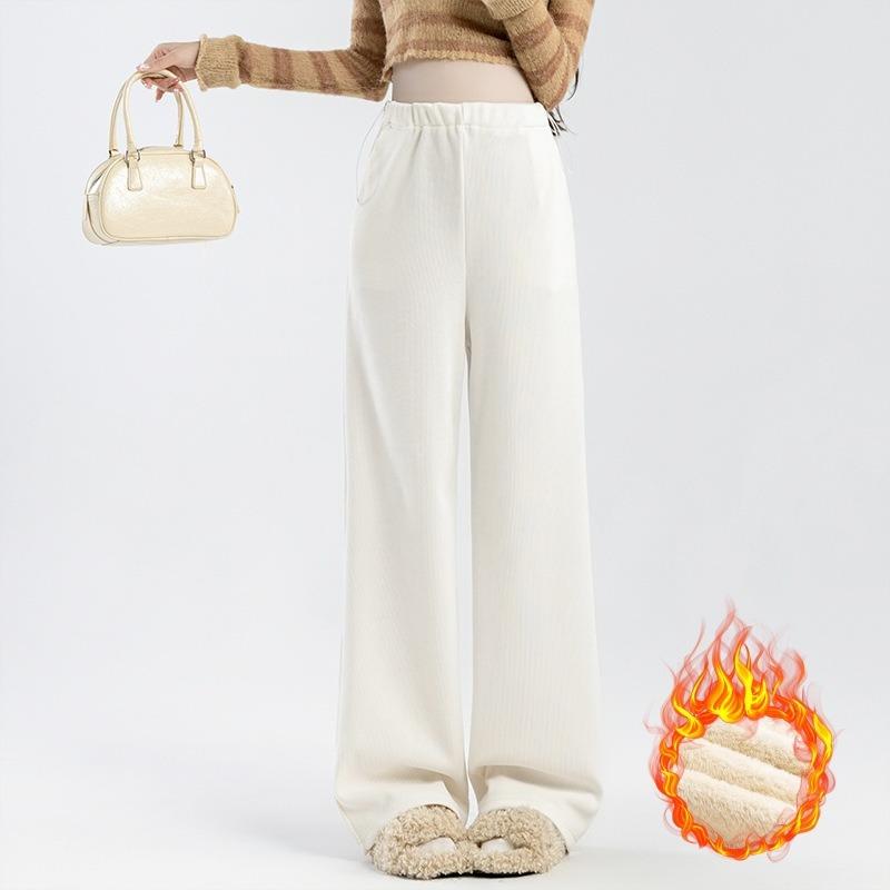 #-3 New maternity wide-leg pants drawstring arctic velvet straight-leg pants loose casual trousers for outer wear
