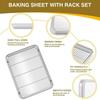 Multifunction Baking Pan With Wire Rack Stainless Steel BBQ Sprinkling Tray for Camping Outdoor Cooking Baking Accessories
