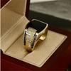 2025 New  Men's Ring Fashion Metal Gold Color Inlaid Black Stone Zircon Punk Rings Suitable  For Men Engagement