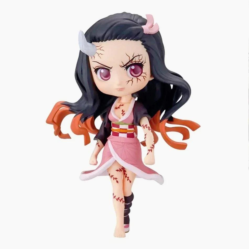 Anime Demon Slayer Figure Nezuko Tanjirou Zenitsu Inosuke Kyoujurou Giyuu Kawaii Qposket Pvc Model Toys Children Gift