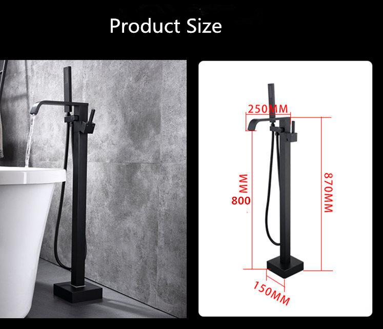 Tuqiu Bathtub Faucet + Handheld Shower Free Standing Rose Gold BathTub Mixer Taps Floor or Wall Mounted Bathtub Mixer