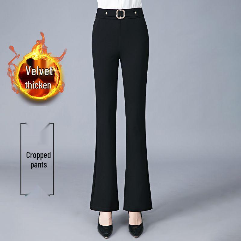 Women's Black High Waist Slimming Bell Bottom Suit Pants