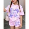 Conjunto de 2 piezas de Verano para Niños, Casual Deportivo de Tendencia, Estampado de Patrón 3D, Camiseta de Cuello Redondo y Pantalones Cortos