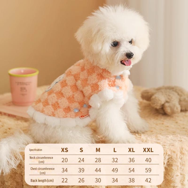 

Plaid Plush Pet Vest for Cats & Small Dogs - Warm Autumn/Winter Outdoor Wear M-Chest 44CM [6-9lb]