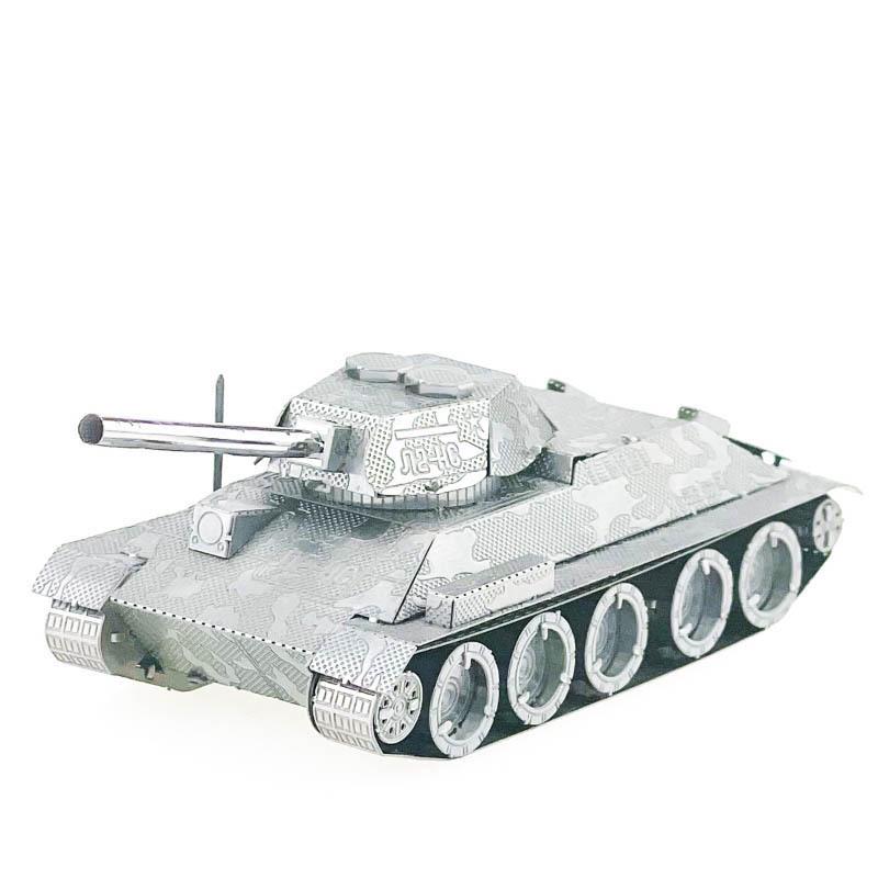 

T-34 Tank 3D Metal Puzzle - Silver Stainless Steel, No Glue Required