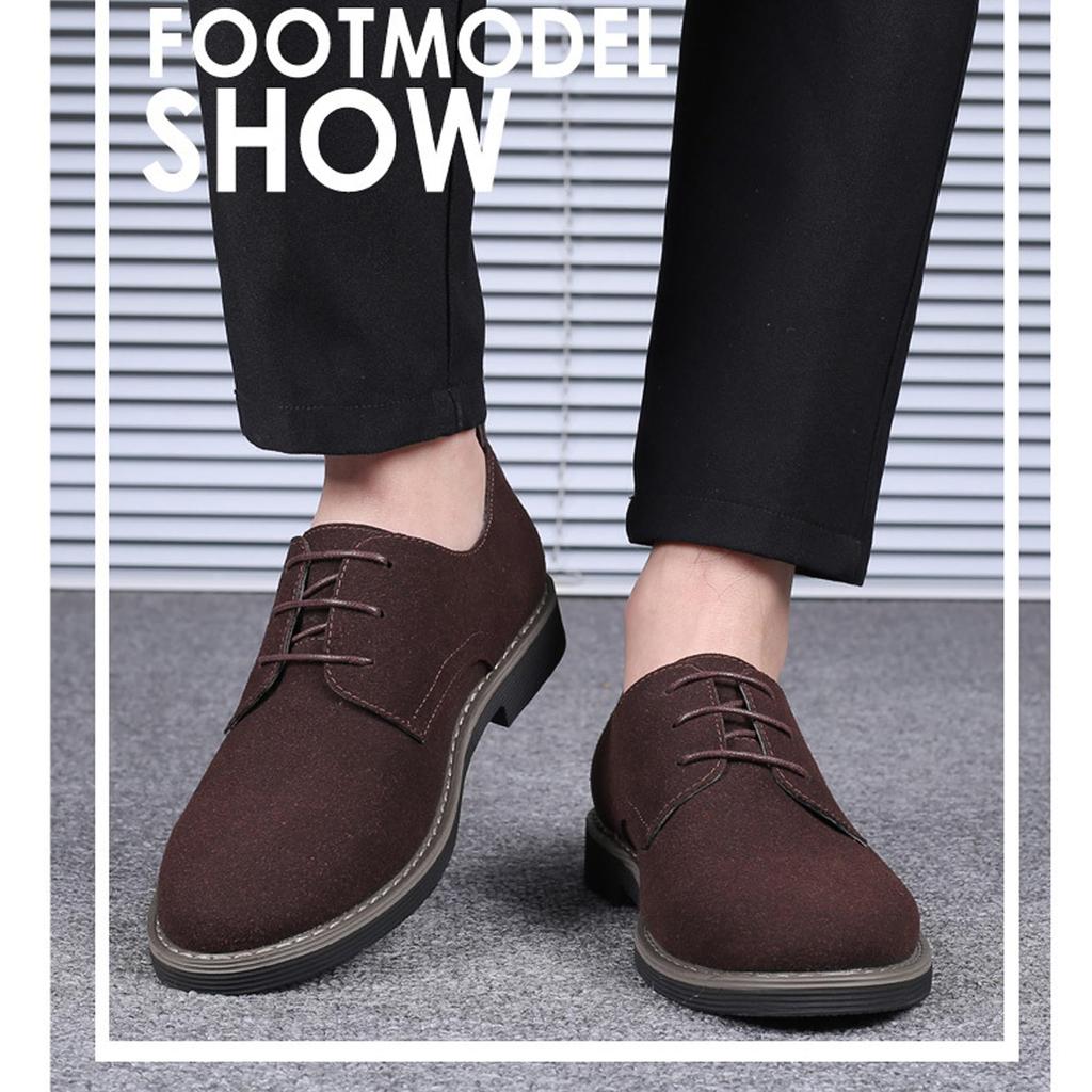 Dress Oxford Shoes Classic Lace Up Casual Suede Leather Velvet Low Top Business Long 40 Feet Length [Asifn] Men's Shoes, Brown, 25.0cm"