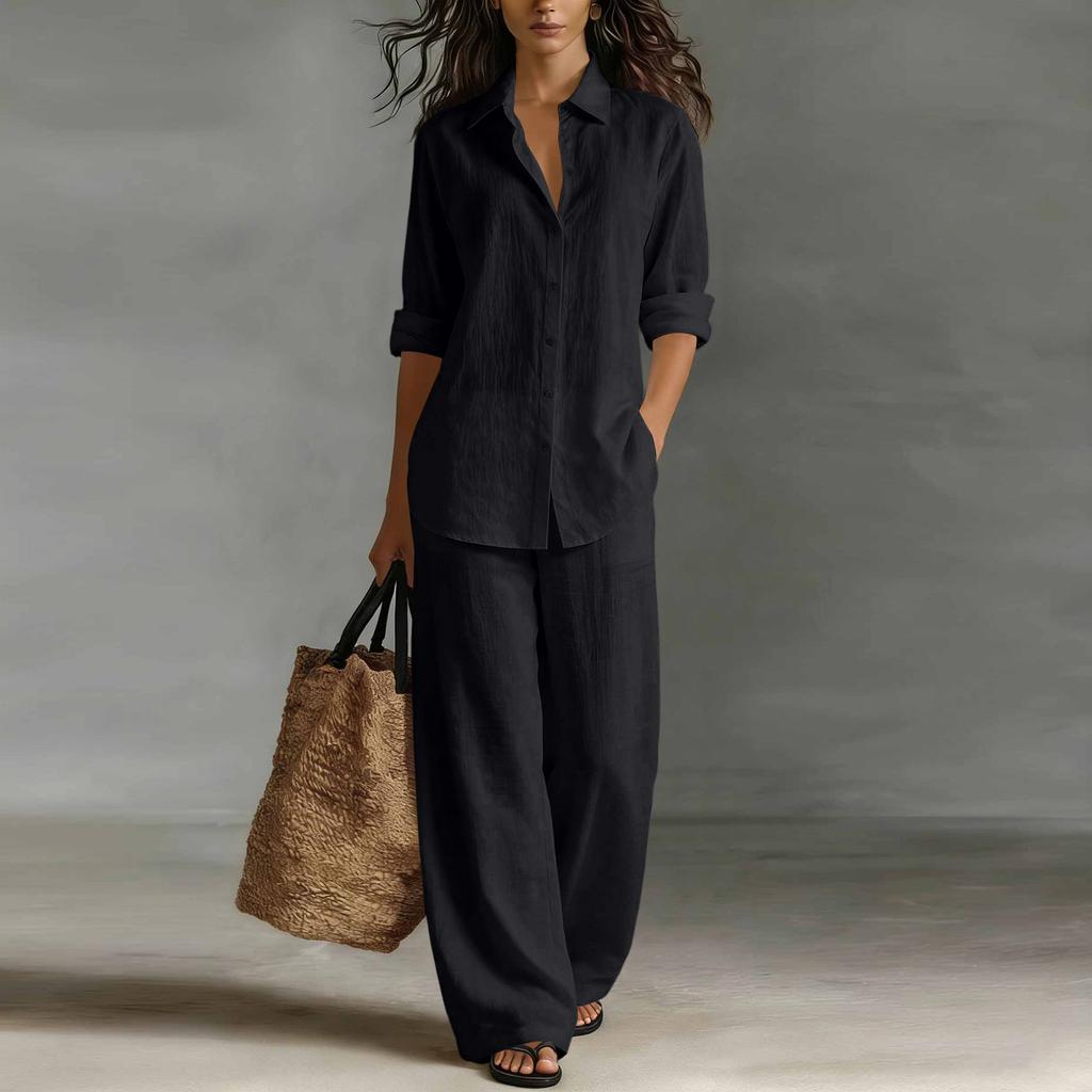 Fashionable And Sexy Women's Spring And Summer Retro Elastic Waist Strap Linen Suit Women's Fashion Color Casual Two-piece Set