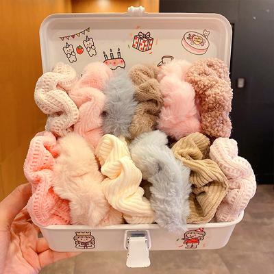 7 Teile/satz Frauen Haar Scrunchies Samt Einfarbig Haar Band für Pferdeschwanz Halter Gummi Bänder Haar Krawatten Haar Zubehör