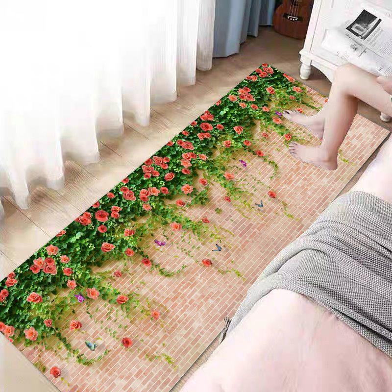 Bettvorleger Schlafzimmerteppich Blumenlandschaft Bettvorleger Bodenteppich Zimmer Langer Teppich Couchtischteppich