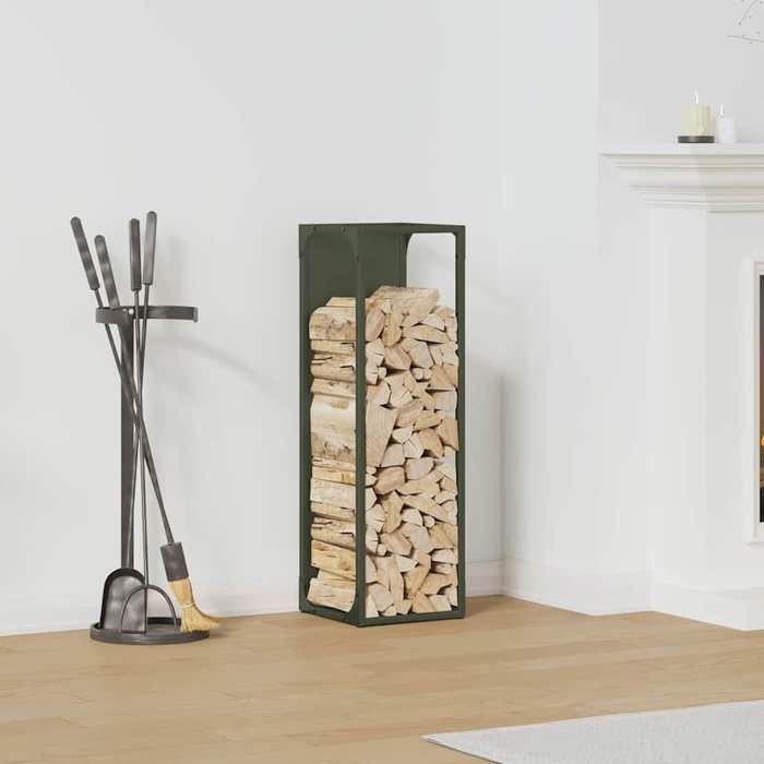 VidaXL Firewood Rack Olive Green 25x25x80 Cm, Fireplace Log Holder, Log Holder, Log Rack 864266