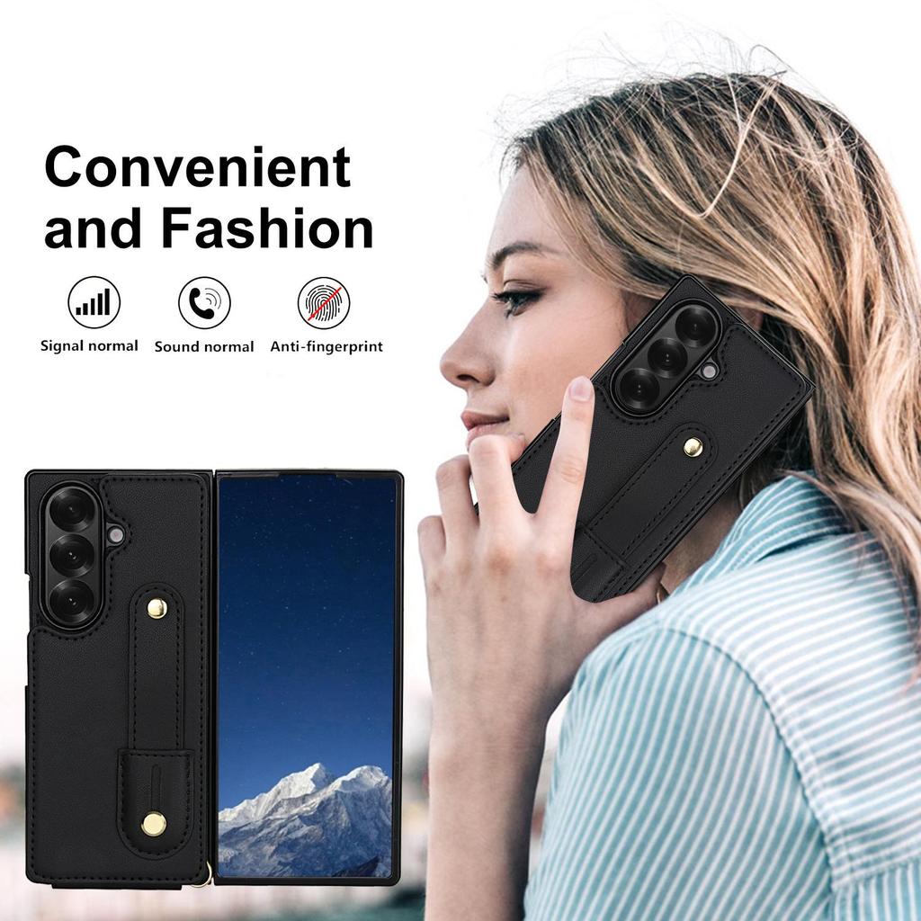 Compatible Samsung Z Fold7 Crossbody Case: Fits Fold6/5/4, with Wrist Strap & Card Holder.