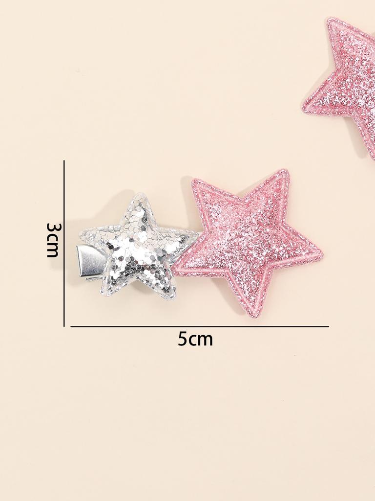 New Silver Star Hair Clip for Kids Girls Pink Glitter Hairpins Side Bangs Clip Barrettes Children Cute Headwear Hair Accessories
