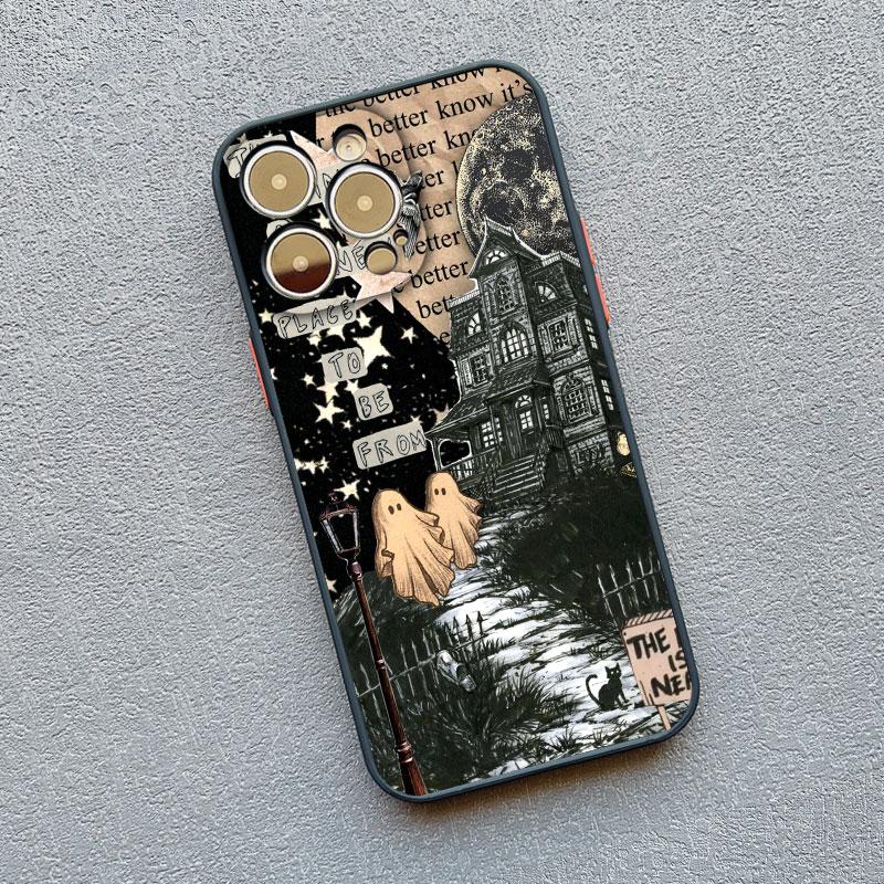 Matte Phone Case For iPhone 17 16 11 13 12 14 15 Pro Max 12 Mini 16 15 Plus X XS XR Ghost Illustration 11 Silicone Back Covers