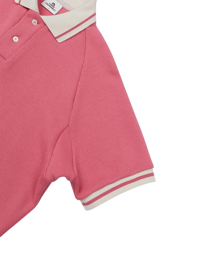 SUNDAY FRUIT MARKET W) Cherry Waffle Collar Tee Pink