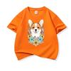 Welsh Corgi Surrounded Colorful Blooms Graphic Tee Kids 100 Cotton Crew Neck T Shirt Cute Puppy Print Short Sleeve Stylish Top