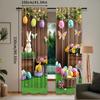 Set Of 2 Rustic Spring Easter Day Curtain Egg Rabbit Flower Butterfly Window Drapes Party Decoration Made Polyester