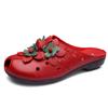 Summer Fashion Women Shoes Genuine Leather Sandals Slides Retro Flowers Closed Toe Female Loafers Flats Shoes Sandalias WSH3366
