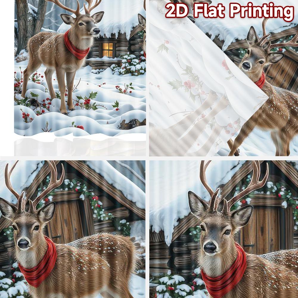 2D flat Photography Backdrop Popular Scene Backdrop Christmas Snowy Deer Scene 100% Polyester Family Party Decoration Use