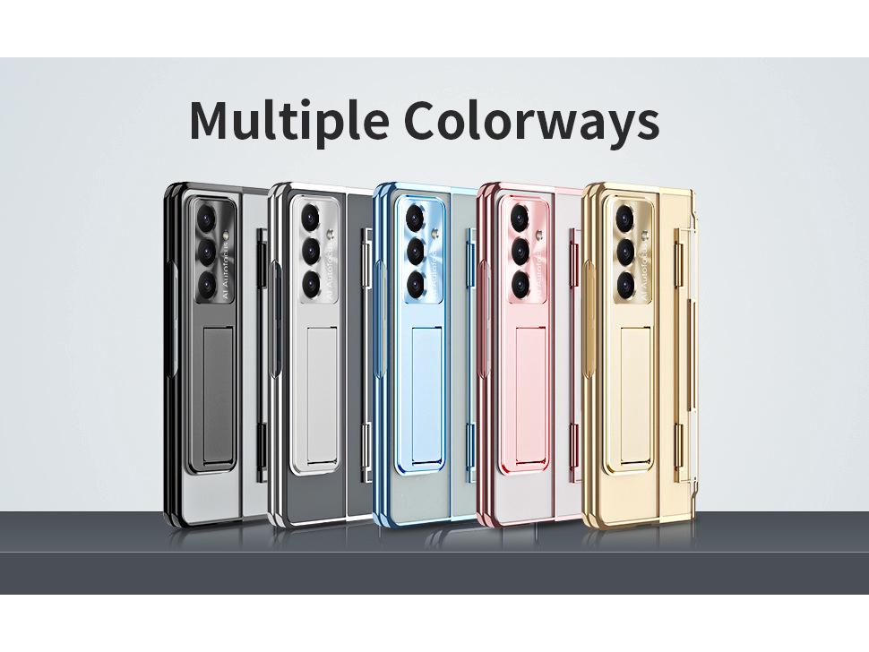 Samsung ZFold7 Flat Hinge Protective Case with Electroplated Lens Film and Leather Design (Compatible with FOLD6 and W22)