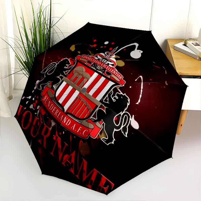 1 PC Automatic Folding Umbrella - Sunderland A.F Custom Name Pattern, Portable & Foldable Design with 8 Ribs, Christmas Birthday Gifts