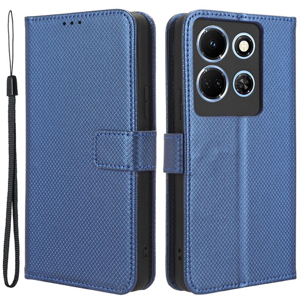

For Infinix Note 30 5G X6711 PU Leather Wallet Phone Case Diamond Texture Phone Stand Cover Blue
