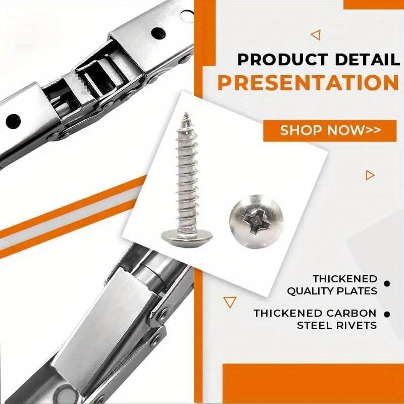 4PCS Folding Hinges Opening-Free 90 Degree Spring Furniture Hinges Damper Buffer Soft Close for Cabinet Cupboard Kitchen Hardware