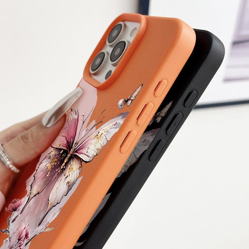 Coque de téléphone créative à imprimé papillon pour iPhone 17 Pro 17 16 15 14 13 12 Pro Max 11 Air 16e Texture cuir TPU Housse antichoc