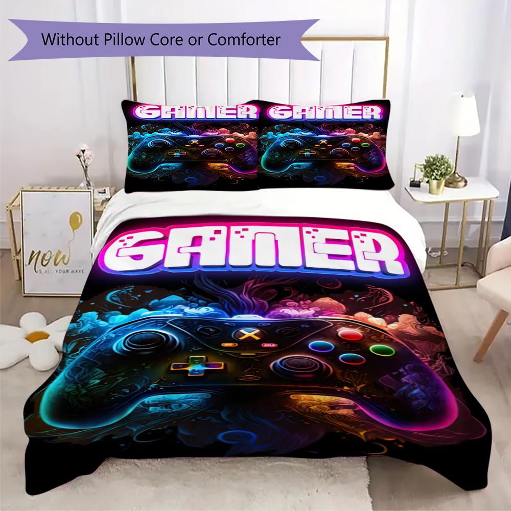 1PC Game Theme Bedding Quilt Set Quilt Cover Pillowcase Home Decoration Birthday Gift (1 * duvet cover + 2 * pillowcase, without core)A5