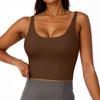Women's U-neck Solid Color Sleeveless Short Top With Chest Cushion Vest
